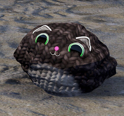 Knitted cat rock skin for Rust, modeled entirely by me as well as textured using Substance Painter.