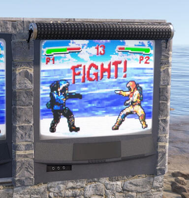 Retro style Mortal Kombat-esque garage door skin modeled and hand-drawn by me.